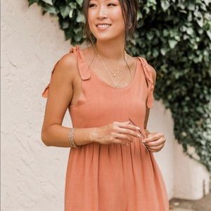 Stepping Out Rust Tie Shoulder Romper - Pink Lily